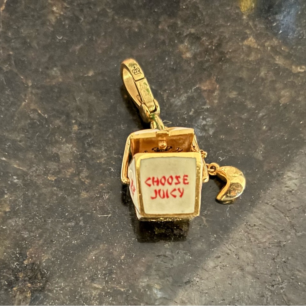 Vintage Juicy Couture Gold Charm with fortune cookie Detail